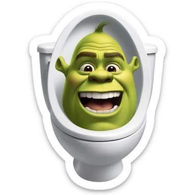 Shrek’s head poking out of a toilet bowl  sticker