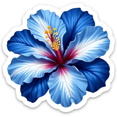 Dark blue flower hibiscus only colour blue and white sticker