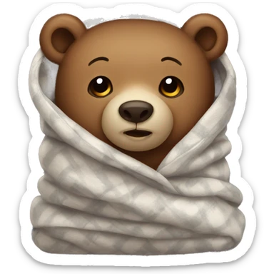 bear cozy in blanket sticker