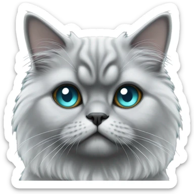 grey Persian cat with black ears and aqua blue eyes sticker
