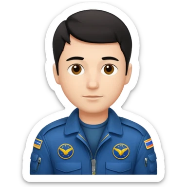 A male pilot with fair skin and short black hair sticker