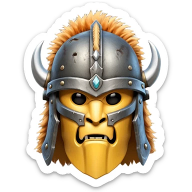 barbarian helmet object icon, rough metal helmet, fur details, leather straps, battle-worn scratches, fantasy style, 3D cartoon, mobile game icon style, centered, clean background, soft shadow, no text, no watermark

 sticker