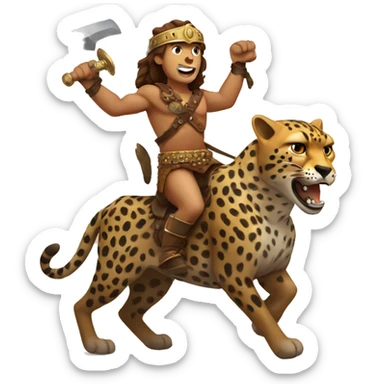 barbarian riding cheetah sticker