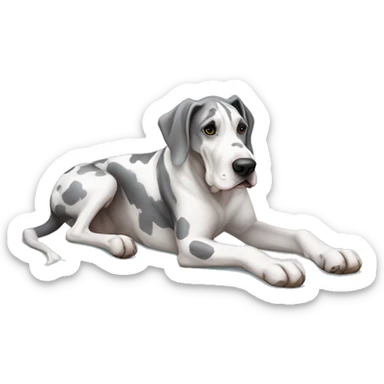 Gray and white harlequin Great Dane rolling over sticker