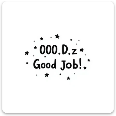 Hand drawn certificate with "Good Job!" text and stars sticker