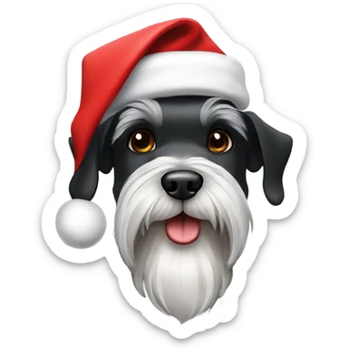 Black and white schnauzer with Santa hat sticker