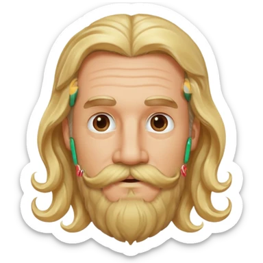 MID AGE MAN WITH LONG BLOND WAVY HAIR, MOUSTACH AND BEARD sticker