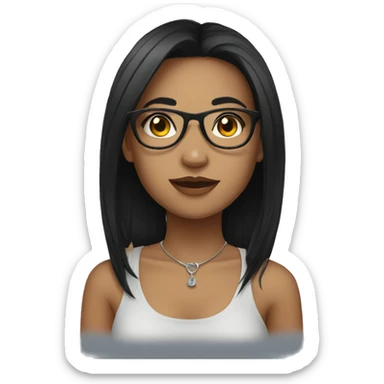 girl with piercings and black hair glasses sticker