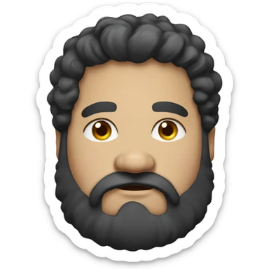 An overweight middle-aged man with a full black beard and black curly hair. sticker