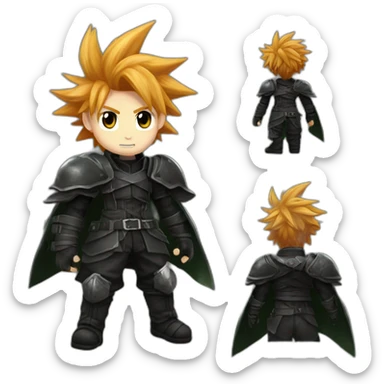 Ginger cloud strife with midgar clothes black sticker
