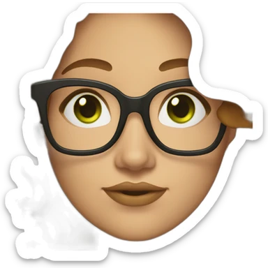 curvy-woman-with-wavy-brown-hair-square-glasses-green-eyes sticker
