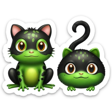 Frog and black furry cat sticker