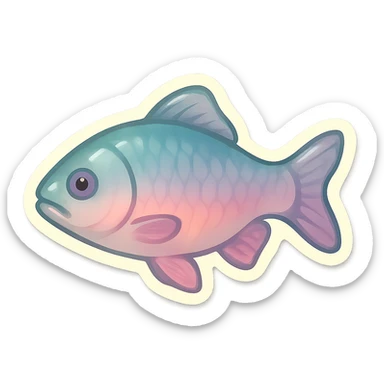 ordinary fish side view, very detailed and finely drawn, thin clean contours, soft rounded shapes, pastel palette #98B5BC, #B5B3C1, #C9A3C9, #E4C0CA, #F7DCD1, #F7C0AA, complex shadows and highlights, soft lighting, transparent background, minimalism, not cute, no decoration sticker