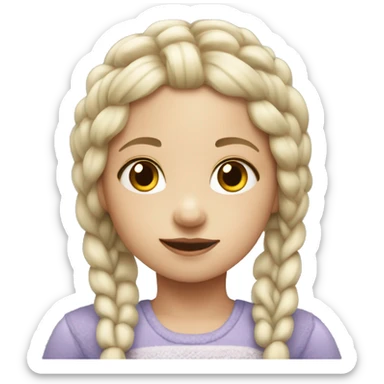 Little girl with white skin braided hair sticker