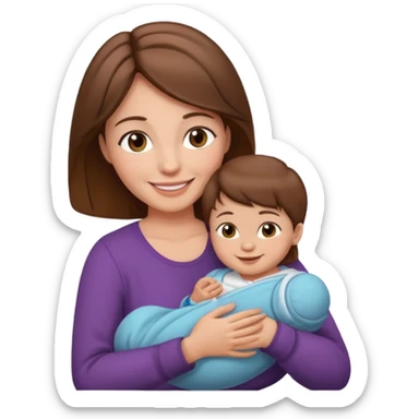 Mother holding infant brown hair fair skin sticker