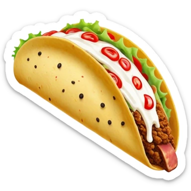 Meat taco with a lot of white dripping paint sticker