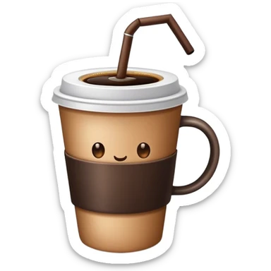 cup of coffee with a straw sticker