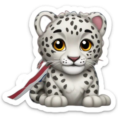 snow leopard wrapped in the flag of the united kingdom sticker