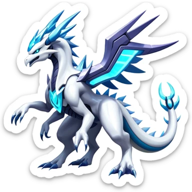 Futuristic Modern Epic Legendary Shiny Cyber-Suicune-Dialga-Reshiram-Creature, (full body) sticker