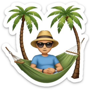 palm tree with hammock in Volcano Island sticker