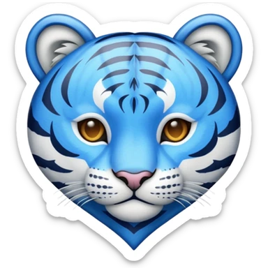 Blue heart with light blue tiger stripes sticker