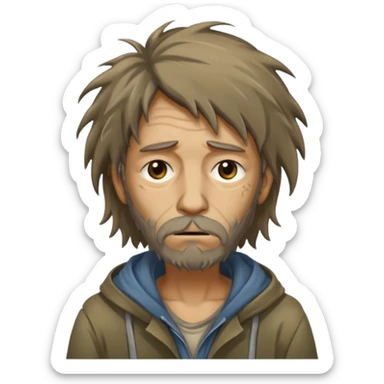 very dirty looking homeless person very very dirty and smelly looking face only sticker
