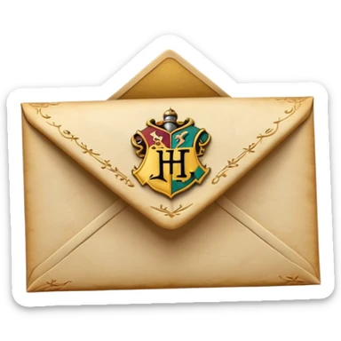 “3D emoji of a magical envelope, Harry Potter style, Hogwarts letter, fantasy magic, soft glow, cinematic lighting, high detail” sticker