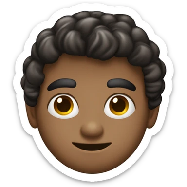 Chico de piel oscura de 20 años con pelo rizado ojos de color café oscuro pelado por los costados con un abrigo negro sticker