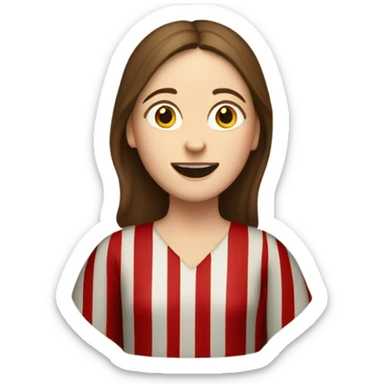 White woman with brown hair 11th century, with vertical red striped tunic saying hurrah! sticker