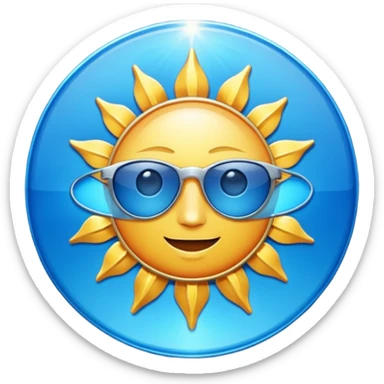 Verified badge with the body of a Sun ☀️ make the color blue and make sure they is no cartoon in it sticker