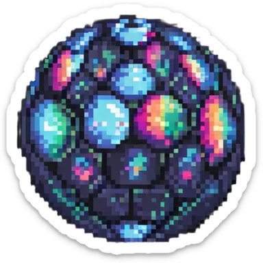 Night Life Universal logo, pixel art style, disco ball and nightlife elements sticker