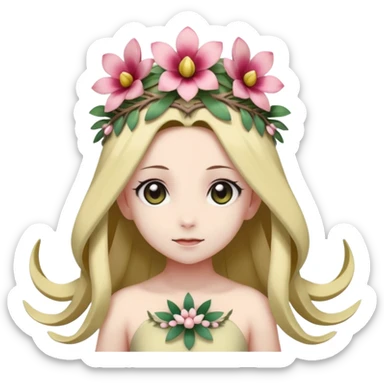 Cute Romantic Realistic  Floral Meloetta-Palkia-Cresselia-Digimon-Pokémon-Fakémon-hybrid-fusion, full body sticker