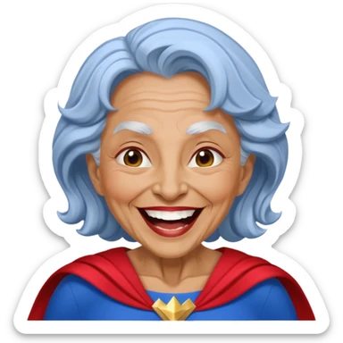 Laughing crazily elderly superwoman sticker