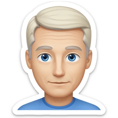 Avatar pic male gray hair blue eyes clean shaven blonde eyebrows high cheekbones sly smile sticker