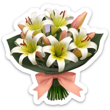 valley of lily bouquet with coquette bow sticker