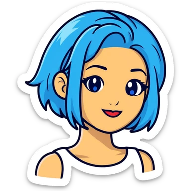 Karol G cartoon emoji with signature blue hair and confident expression sticker
