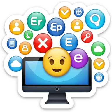 ERP emoji representing enterprise resource planning with abstract business and technology elements sticker
