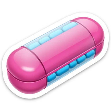 colorful cartoon-style antidepressant pill capsule form bright pink and blue colors simple clear design sticker