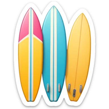 surfboard icon, tropical surfboard, glossy texture, bright colors, cute mobile game icon style, 3D cartoon, soft shadows, clean background, no text, no watermark sticker