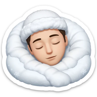 a man laying on snow and covered with snow sticker