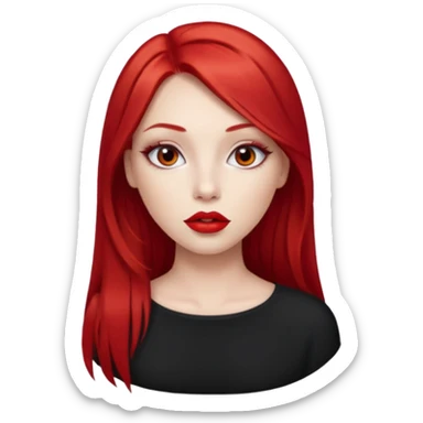 una chica con los labios y los ojos maquillados, de piel blanca con el pelo liso y largo y pelirrojo sticker