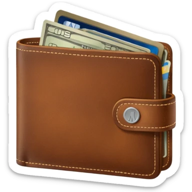 portefeuille marron avec pleins de billet et carte bancaire sticker