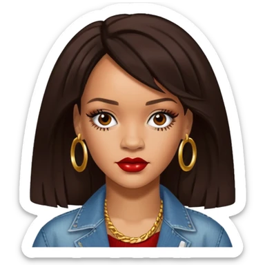 Rihanna with dark brown hair sticker