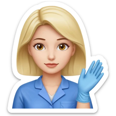 a woman in homecare wearing medical gloves sticker
