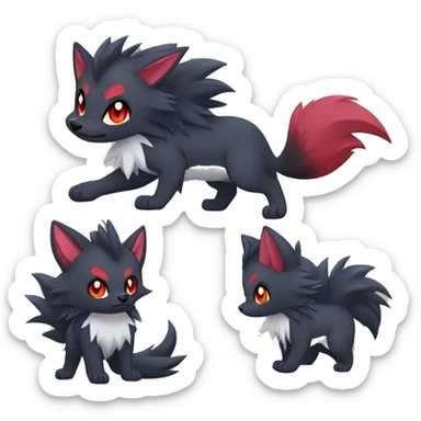Kawaii Zorua-Zoroark-Mightyena sticker