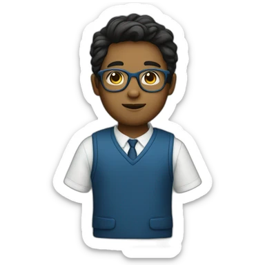 a boy with galsses and bleu trousers sticker