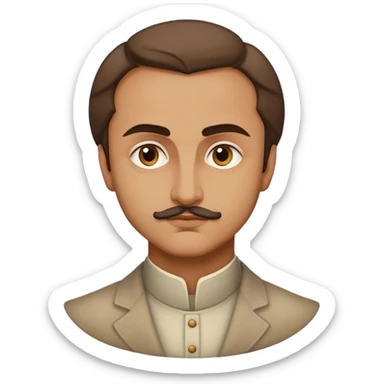 Cinematic Realistic Khalil Gibran Portrait Emoji, depicted as a poetic visionary with gentle thoughtful eyes in classic attire, rendered with soft textures and warm ethereal lighting that captures his literary spirit. sticker