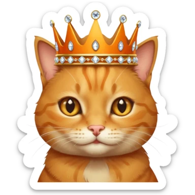 Cat with tiny jeweled crown — cute and smug sticker