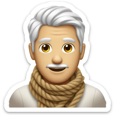 White man wearing a rope scarf sticker