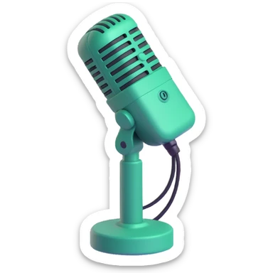 minimalist dark green radio microphone, front view, 3D emoji style, no text sticker